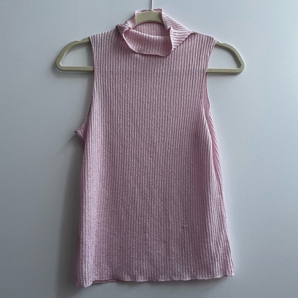 NWOT Topshop pink knit sleeveless turtleneck